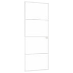 Porta Interna Bianca 76x201,5 cm Vetro Temperato Alluminio Slim