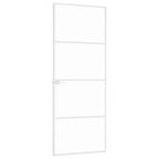 Porta Interna Bianca 76x201,5 cm Vetro Temperato Alluminio Slim