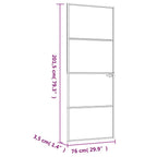 Porta Interna Bianca 76x201,5 cm Vetro Temperato Alluminio Slim