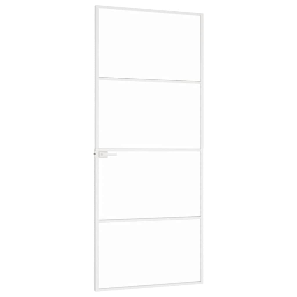 Porta Interna Bianca 83x201,5 cm Vetro Temperato Alluminio