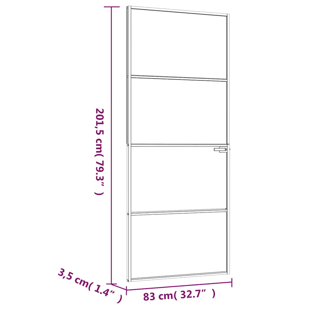 Porta Interna Bianca 83x201,5 cm Vetro Temperato Alluminio