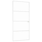 Porta Interna Bianca 93x201,5 cm Vetro Temperato Alluminio Slim