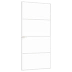 Porta Interna Bianca 93x201,5 cm Vetro Temperato Alluminio Slim