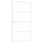 Porta Interna Bianca 102,5x201,5 cm Vetro Temperato Alluminio Slim