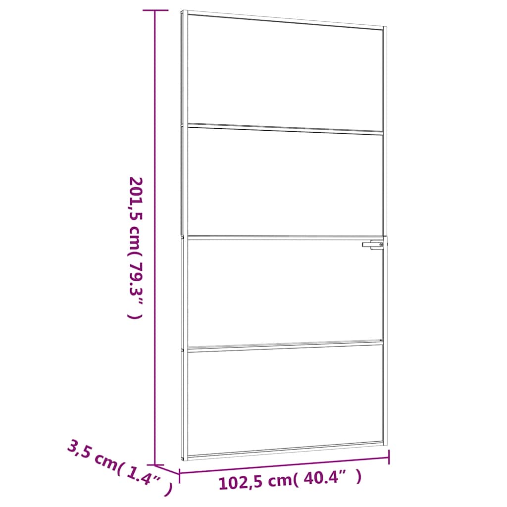 Porta Interna Bianca 102,5x201,5 cm Vetro Temperato Alluminio Slim