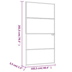 Porta Interna Bianca 102,5x201,5 cm Vetro Temperato Alluminio Slim