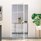 Porta Interna Bianca 102,5x201,5 cm Vetro Temperato Alluminio Slim