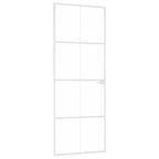 Porta Interna Bianca 76x201,5 cm Vetro Temperato Alluminio Slim