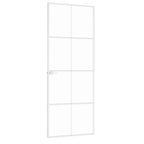 Porta Interna Bianca 76x201,5 cm Vetro Temperato Alluminio Slim
