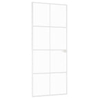 Porta Interna Bianca 83x201,5 cm Vetro Temperato Alluminio Slim