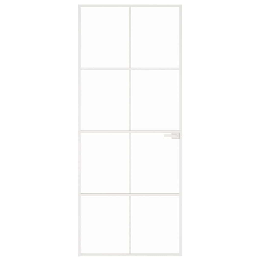 Porta Interna Bianca 83x201,5 cm Vetro Temperato Alluminio Slim