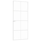 Porta Interna Bianca 83x201,5 cm Vetro Temperato Alluminio Slim