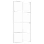 Porta Interna Bianca 93x201,5cm Vetro Temperato Alluminio Slim