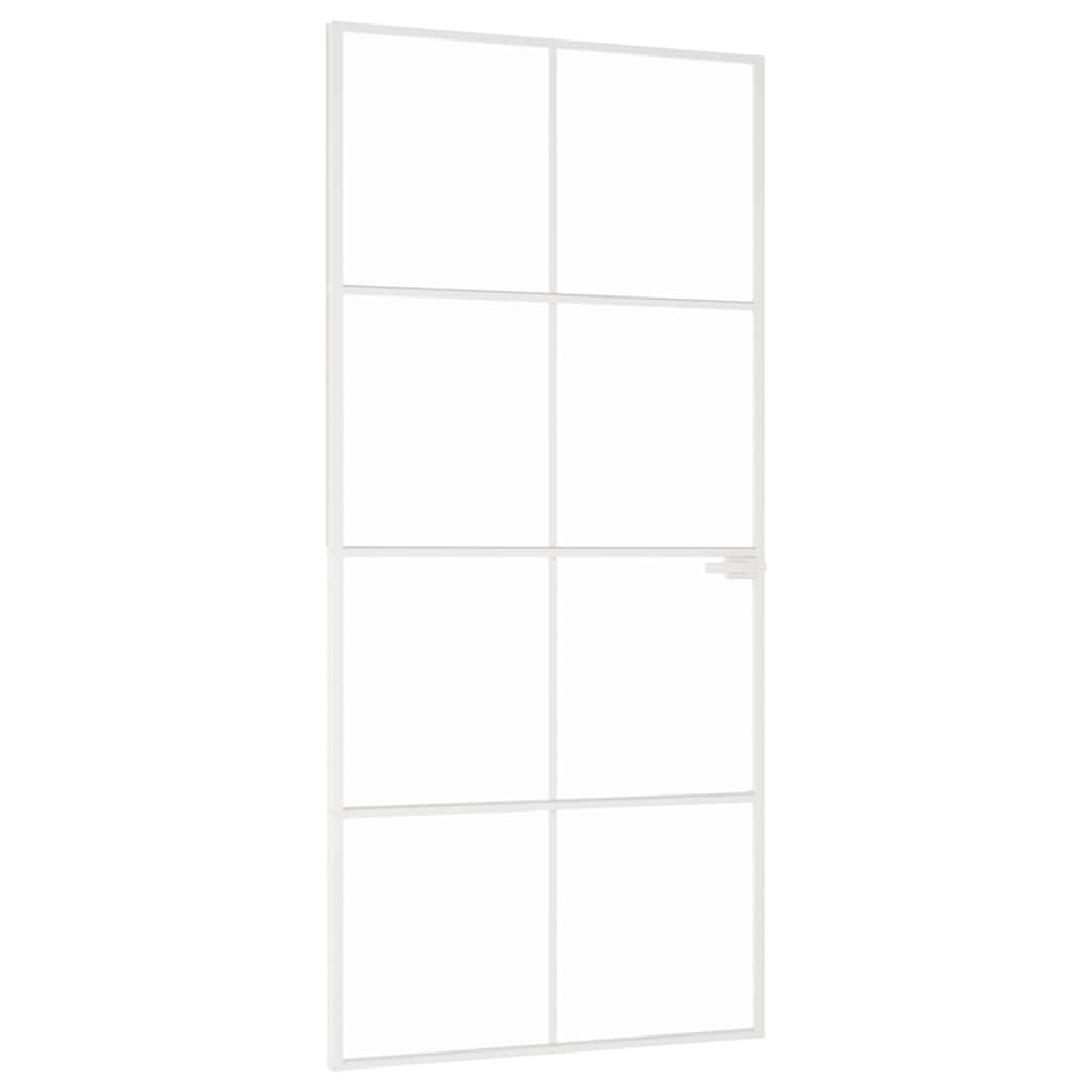 Porta Interna Bianca 93x201,5cm Vetro Temperato Alluminio Slim