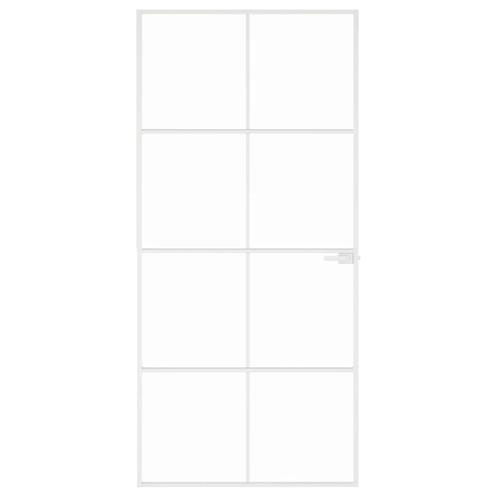 Porta Interna Bianca 93x201,5cm Vetro Temperato Alluminio Slim