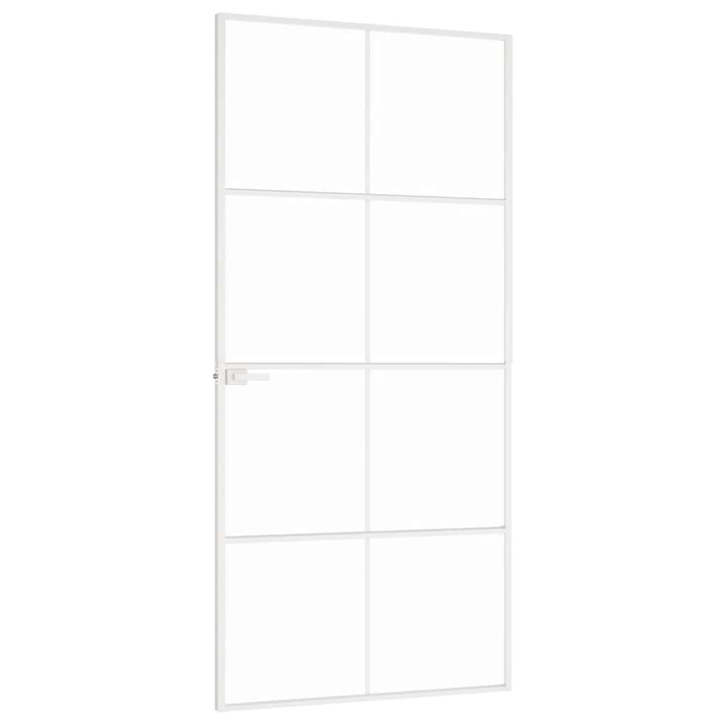 Porta Interna Bianca 93x201,5cm Vetro Temperato Alluminio Slim
