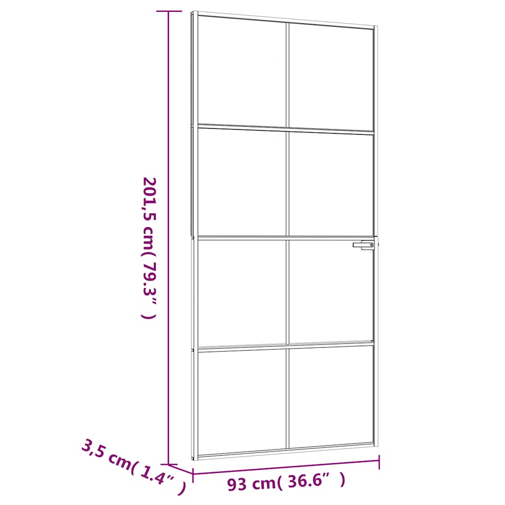 Porta Interna Bianca 93x201,5cm Vetro Temperato Alluminio Slim