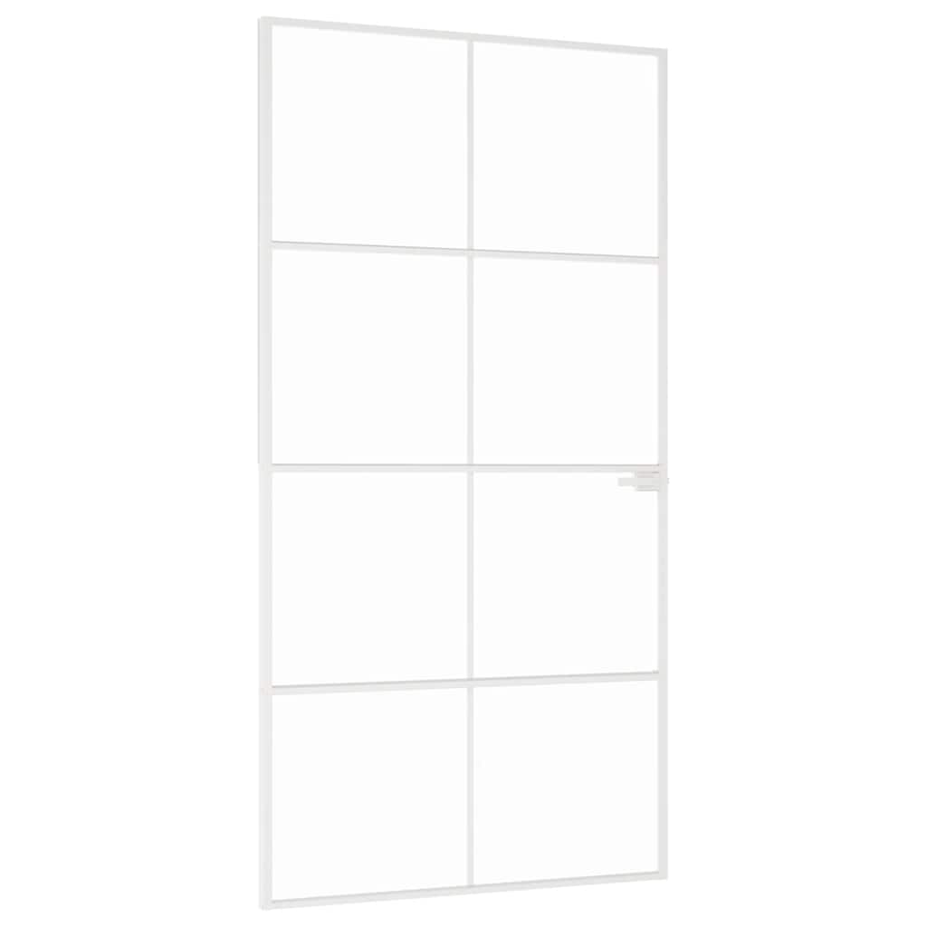 Porta Interna Bianca 102x201,5 cm Vetro Temperato Alluminio Slim