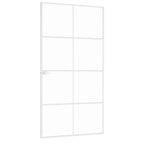 Porta Interna Bianca 102x201,5 cm Vetro Temperato Alluminio Slim