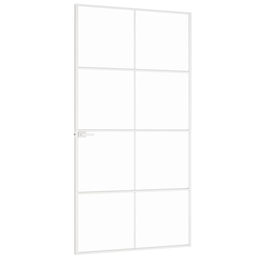 Porta Interna Bianca 102x201,5 cm Vetro Temperato Alluminio Slim