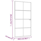 Porta Interna Bianca 102x201,5 cm Vetro Temperato Alluminio Slim