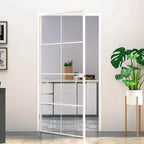 Porta Interna Bianca 102x201,5 cm Vetro Temperato Alluminio Slim