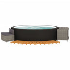 Bordo per Spa Grigio in Polyrattan e Legno Massello di Acacia