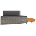 Bordo per Spa Grigio in Polyrattan e Legno Massello di Acacia