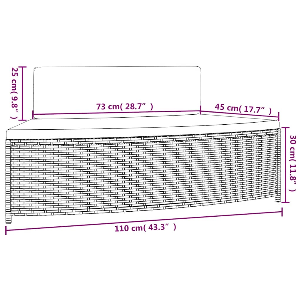 Panche per Spa con Cuscini 2 pz in Polyrattan Grigio