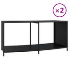 Scaffali Portaoggetti 2 pz in Polyrattan Nero 105x45x55 cm