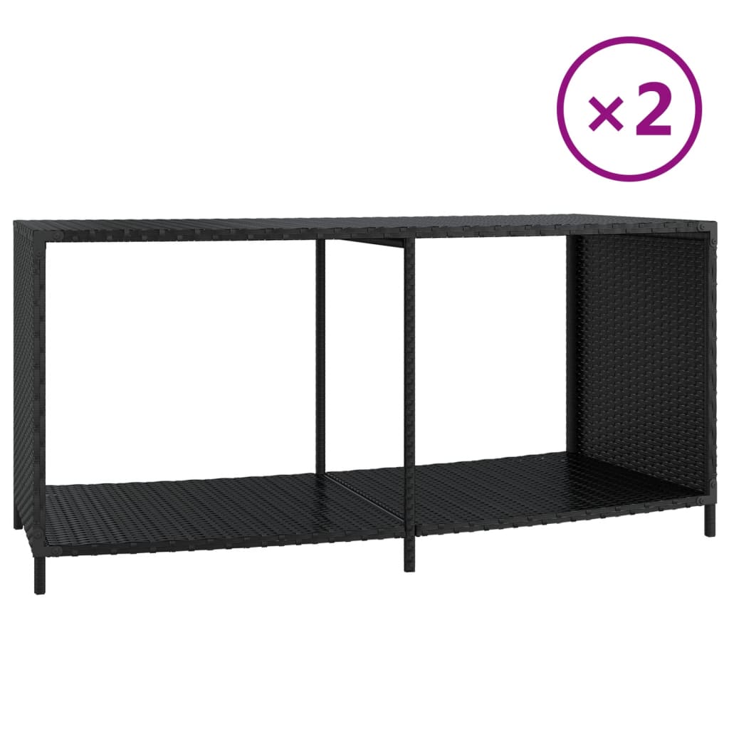 Scaffali Portaoggetti 2 pz in Polyrattan Nero 105x45x55 cm
