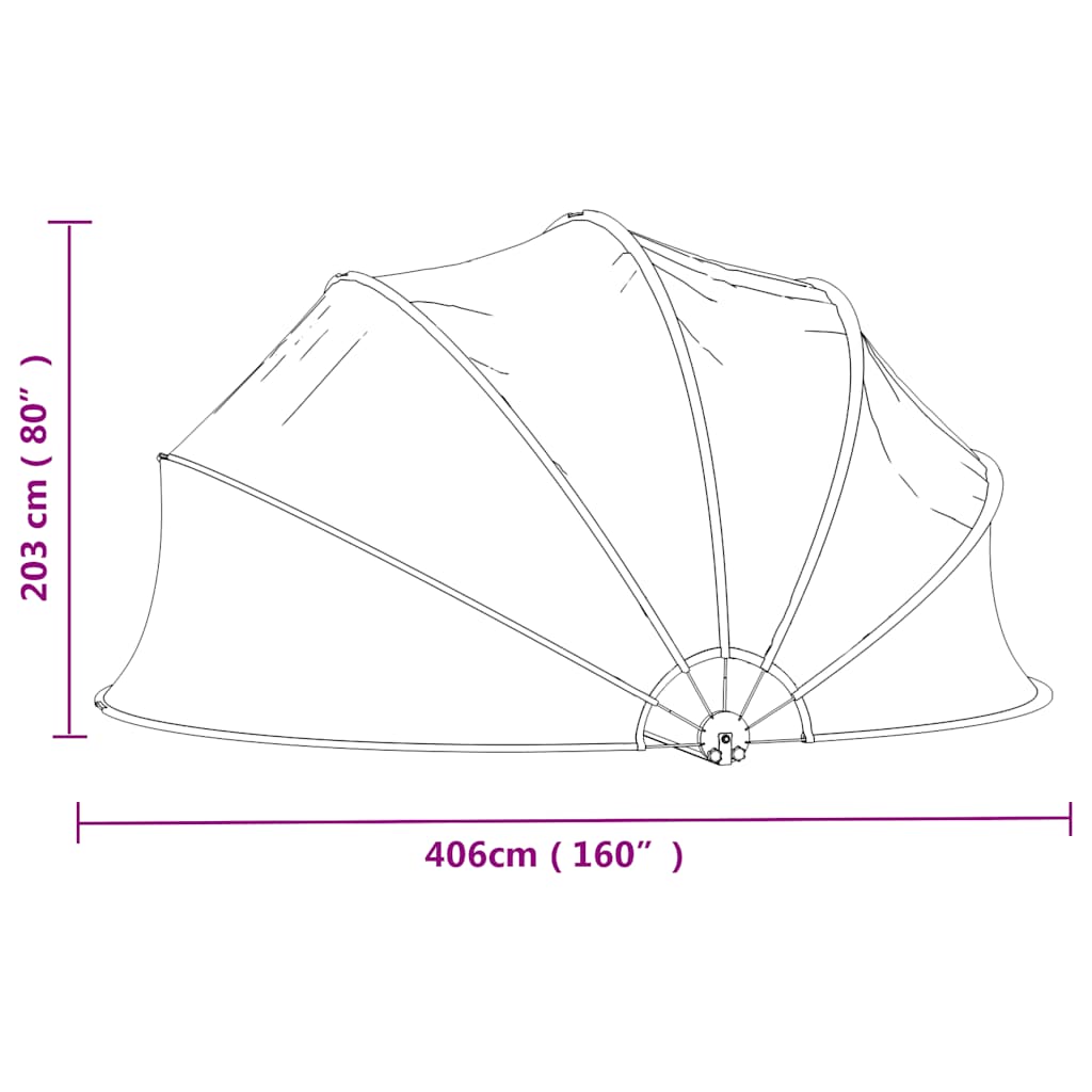 Cupola per Piscina Rotonda 406x203 cm PVC con Struttura in Fibra di Vetro