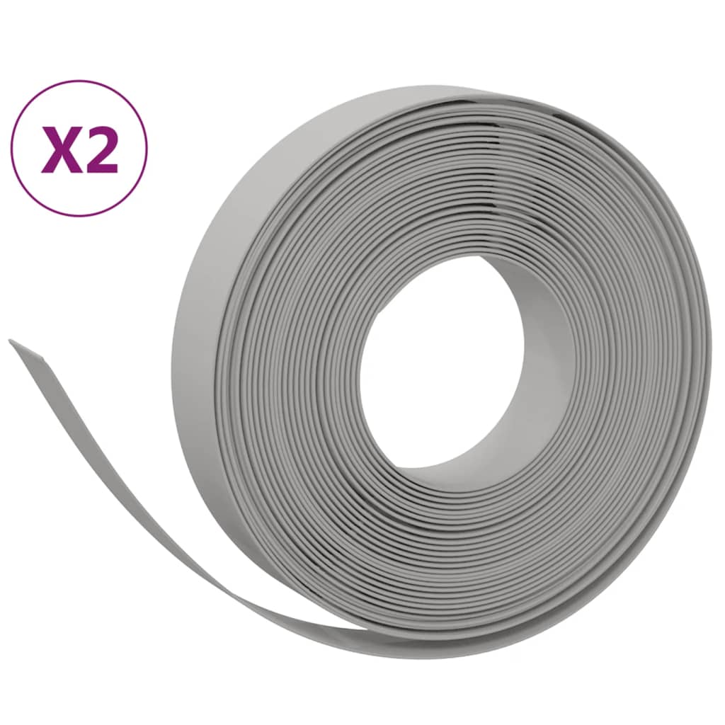 Bordature da Giardino 2 pz Grigie 10 m 10 cm Polietilene