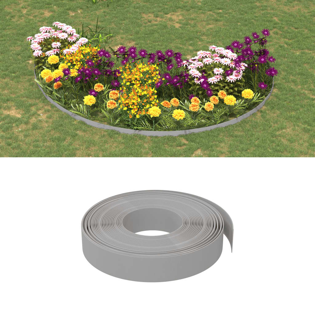 Bordature da Giardino 2 pz Grigie 10 m 10 cm Polietilene