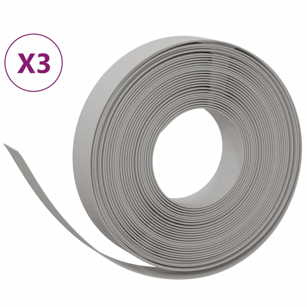 Bordature da Giardino 3 pz Grigie 10 m 10 cm Polietilene