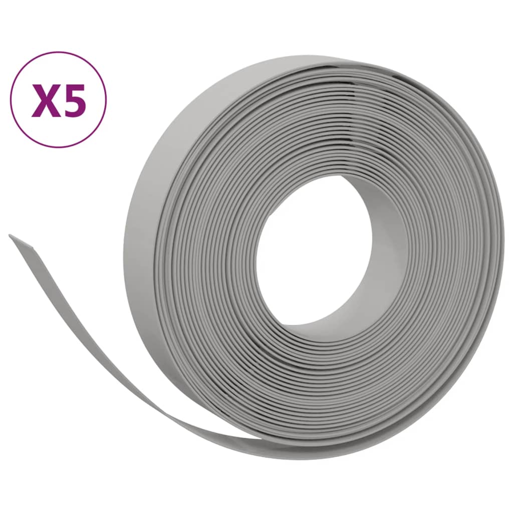 Bordature da Giardino 5 pz Grigie 10 m 10 cm Polietilene
