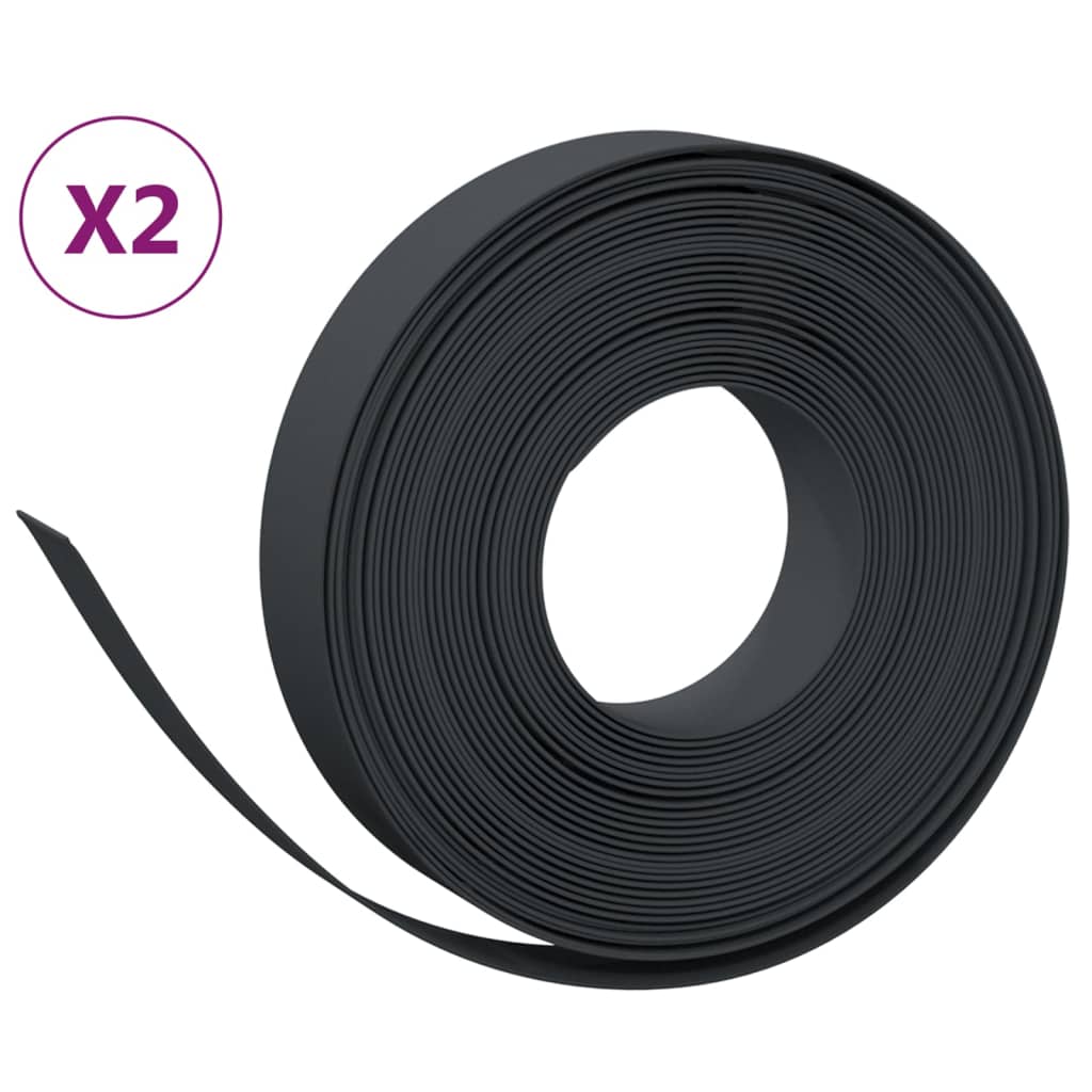 Bordature da Giardino 2 pz Nere 10 m 10 cm Polietilene