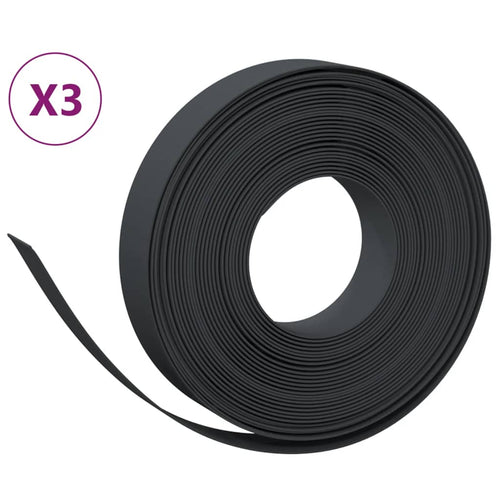 Bordature da Giardino 3 pz Nere 10 m 10 cm Polietilene