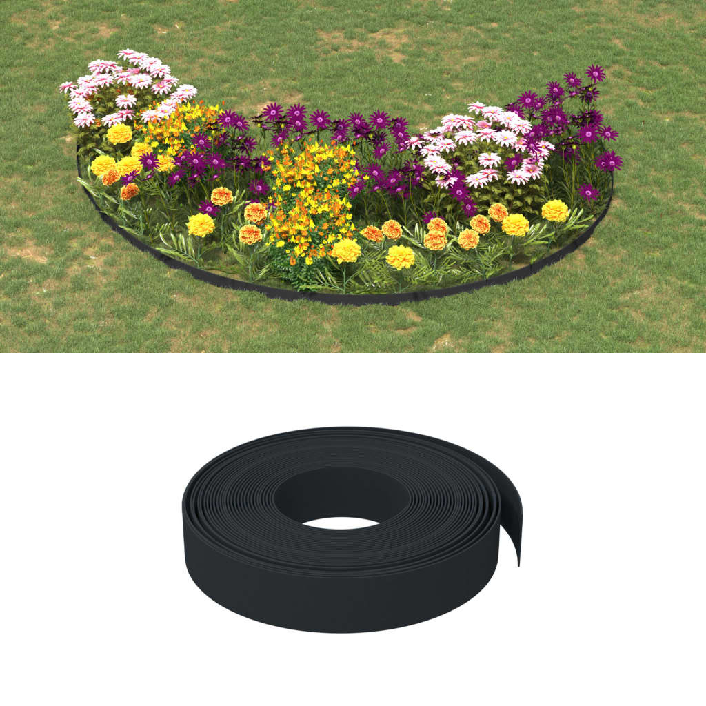Bordature da Giardino 3 pz Nere 10 m 10 cm Polietilene