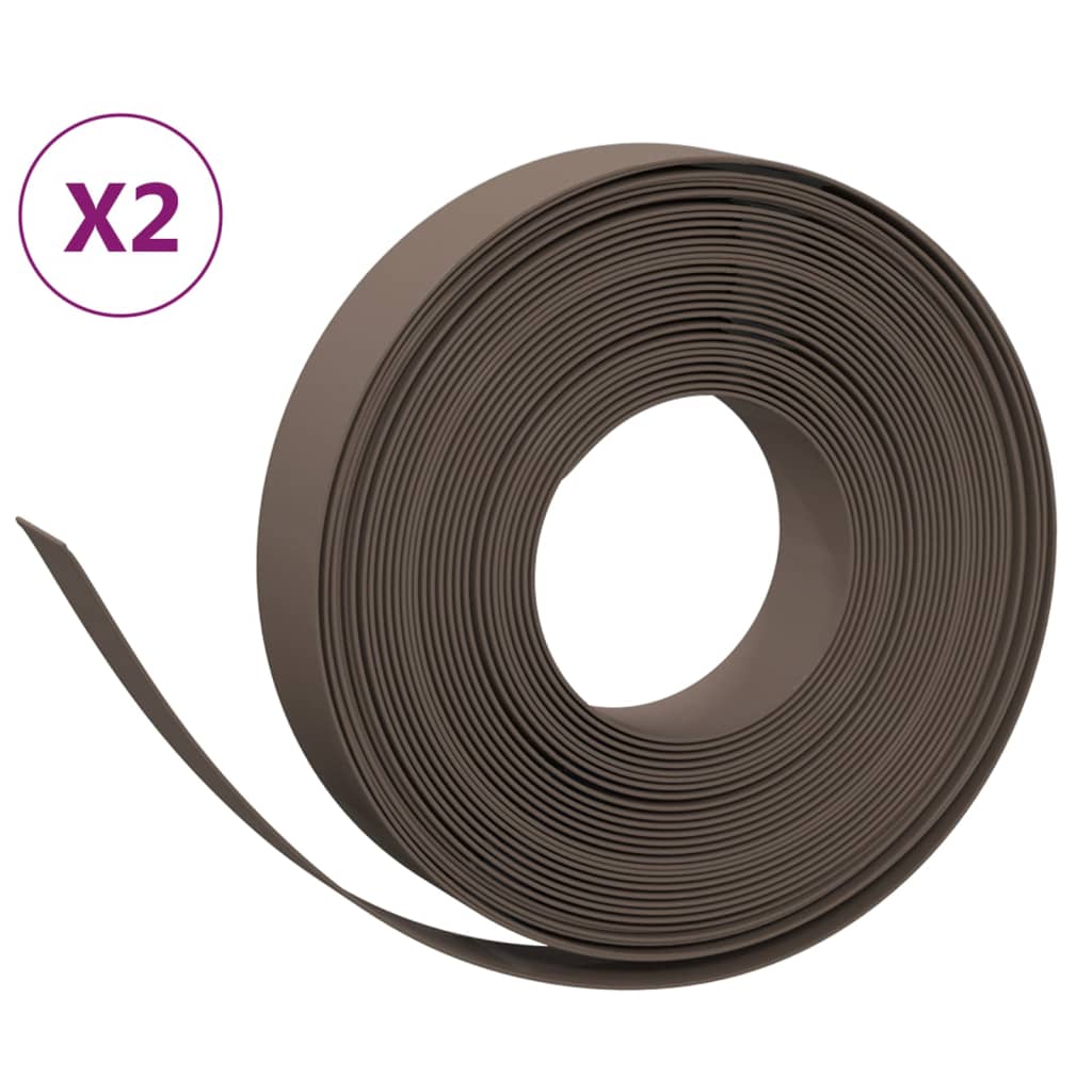Bordature da Giardino 2 pz Marroni 10 m 10 cm Polietilene