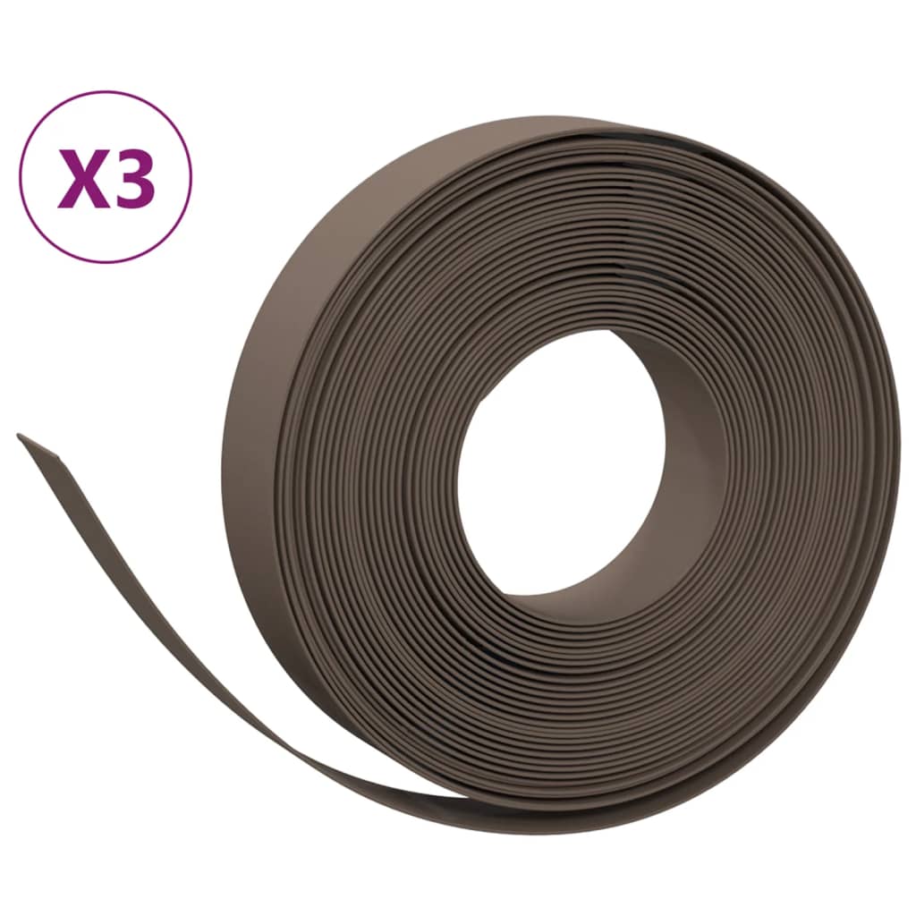 Bordature da Giardino 3 pz Marroni 10 m 10 cm Polietilene
