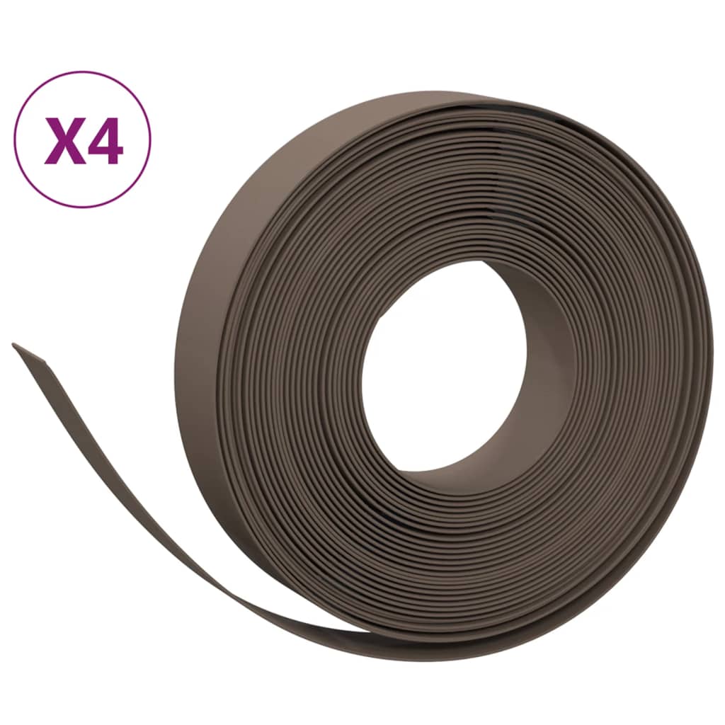 Bordature da Giardino 4 pz Marrone 10 m 10 cm Polietilene