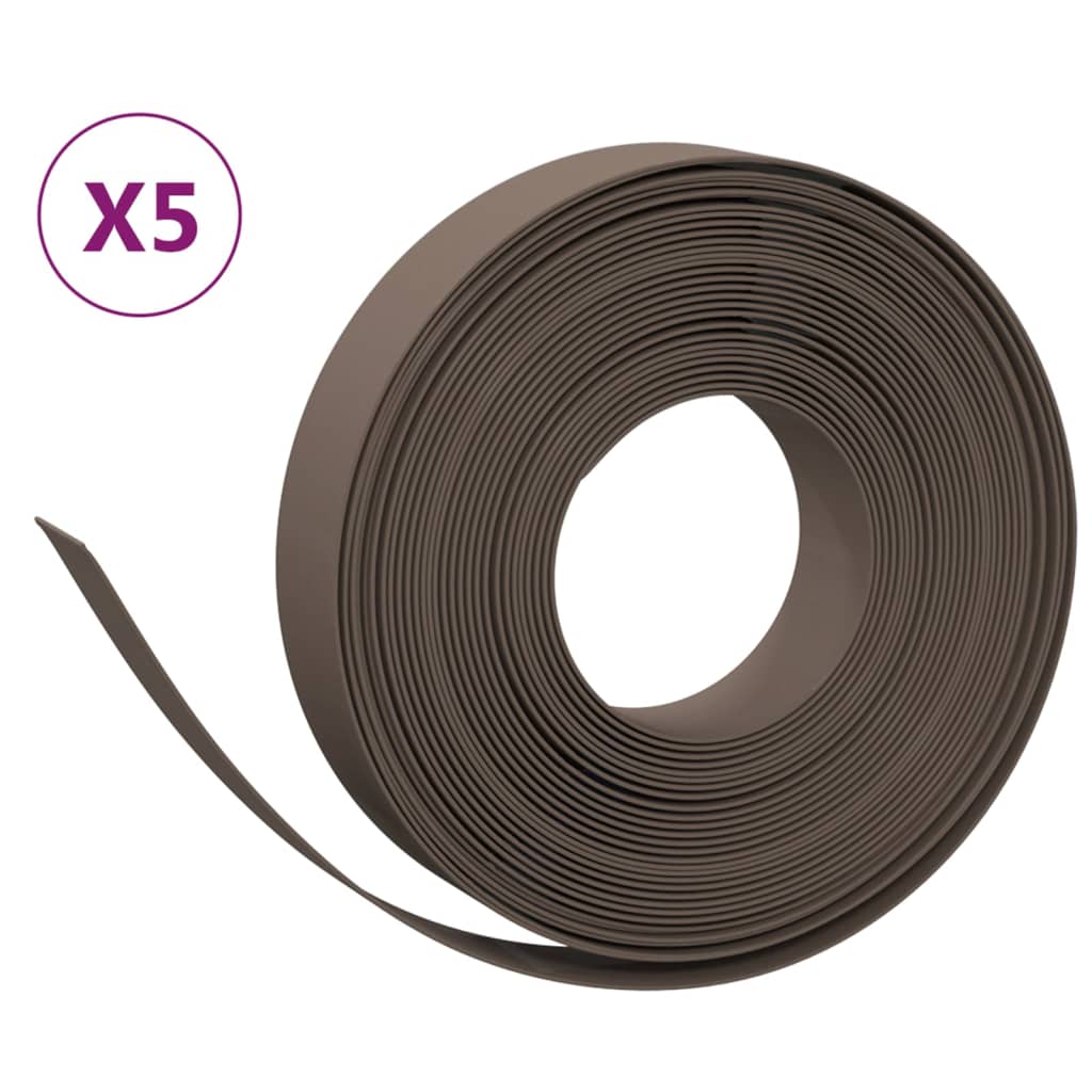 Bordature da Giardino 5 pz Marroni 10 m 10 cm Polietilene