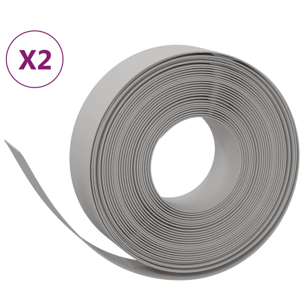 Bordature da Giardino 2 pz Grigie 10 m 15 cm Polietilene