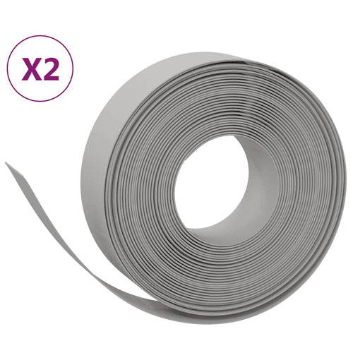 Bordature da Giardino 2 pz Grigie 10 m 15 cm Polietilene