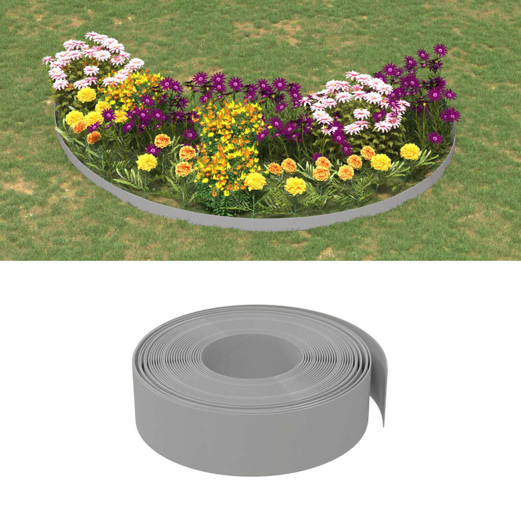 Bordature da Giardino 2 pz Grigie 10 m 15 cm Polietilene