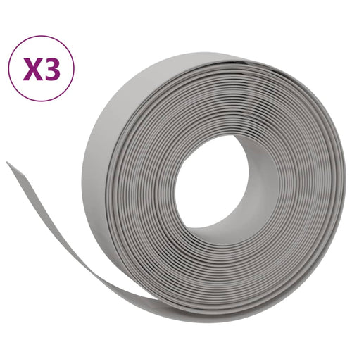 Bordature da Giardino 3 pz Grigie 10 m 15 cm Polietilene