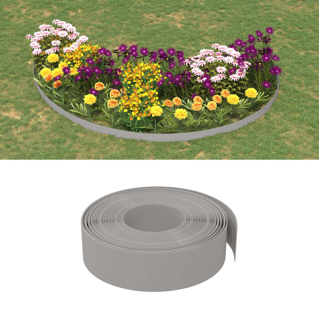 Bordature da Giardino 3 pz Grigie 10 m 15 cm Polietilene
