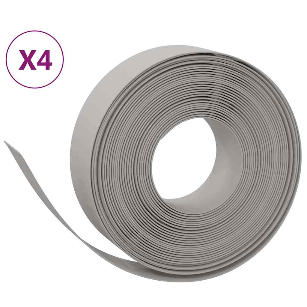 Bordature da Giardino 4 pz Grigie 10 m 15 cm Polietilene