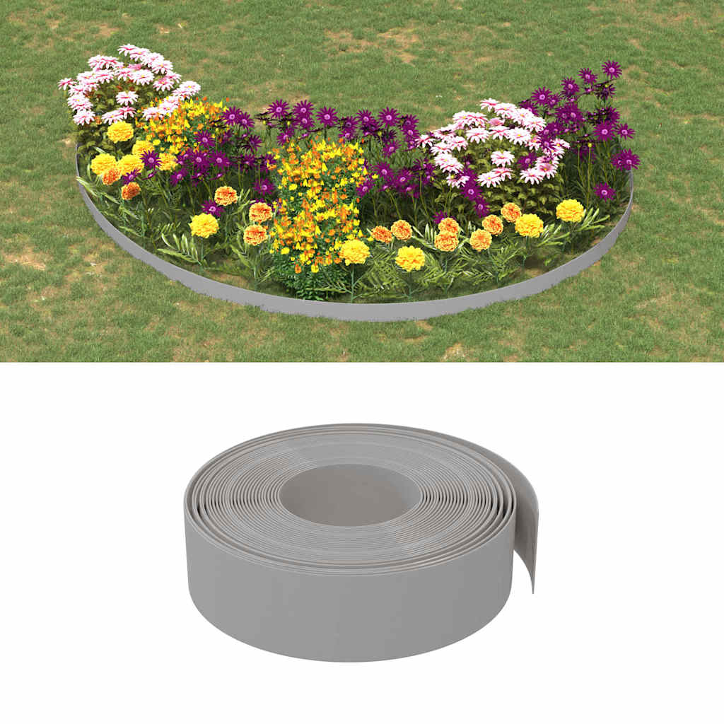 Bordature da Giardino 4 pz Grigie 10 m 15 cm Polietilene